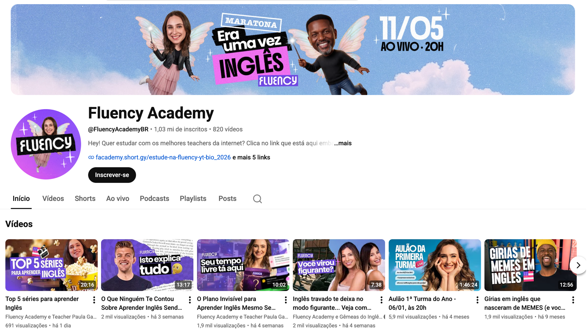 Canal Fluency Academy no YouTube